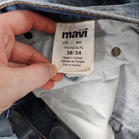 Mavi Jeans Mens 34X33 (Tag 36X34) Blue Wide Leg Max Denim Pants Casual - Picture 3 of 13